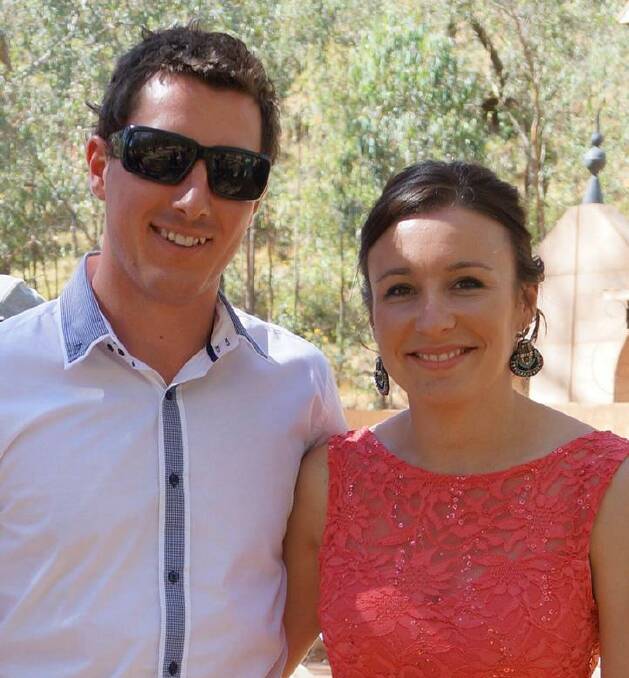 DEVASTATING: Stephanie Scott (right) with fiance Aaron Leeson-Woolley. The community has offered its support to Mr Leeson-Woolley. 