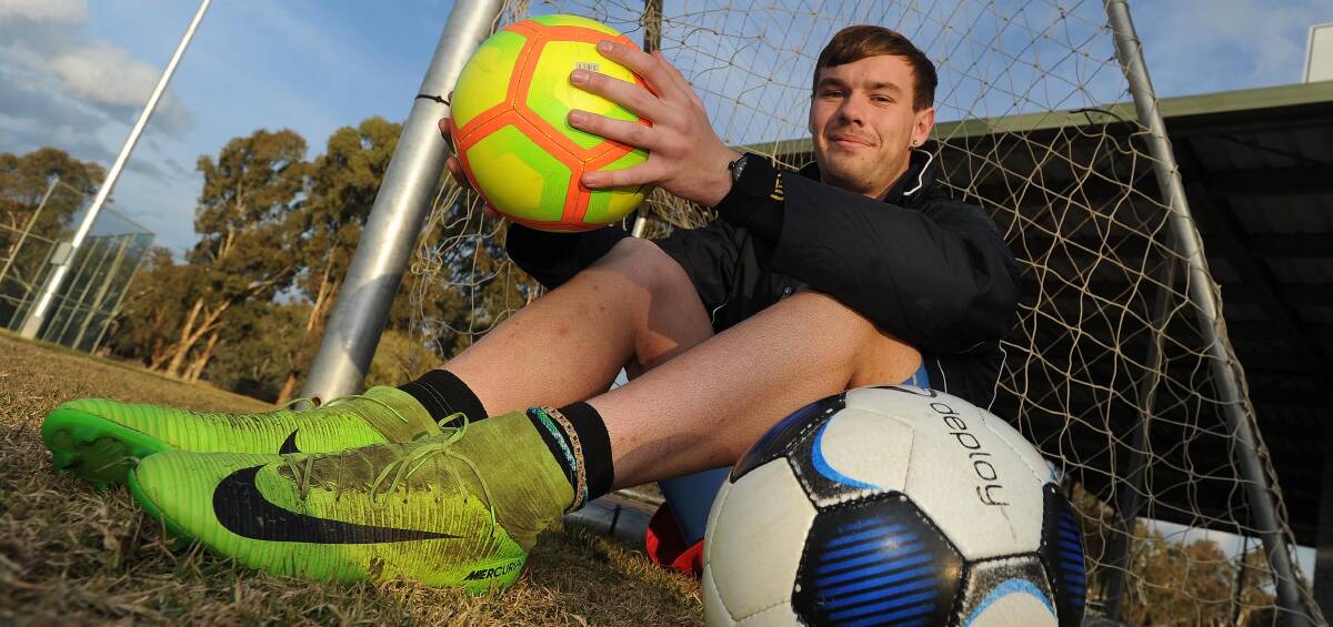 DOUBLE TROUBLE: Jake Ploenges is gearing up for matches with the Wagga City Wanderers and Henwood Park, playing with both sides within the span of four hours on Saturday. Picture: Laura Hardwick