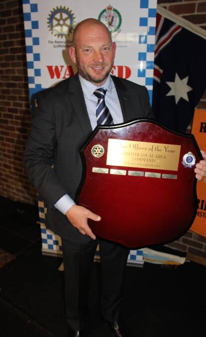 HUMBLE: Griffith Detective Tim Clark was honoured to take out the Police Officer of the Year award at Friday night's dinner. Picture: Hannah Higgins
