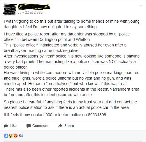 ‘Fake police’ confirmed in Leeton area