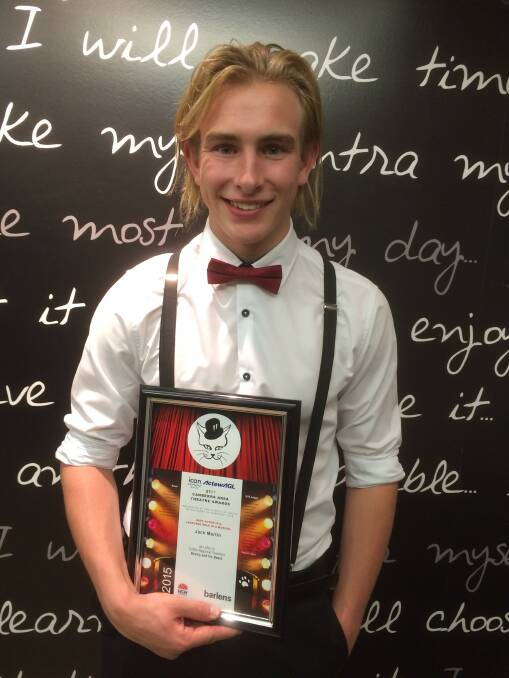 SHOW STOPPER: Jack Martin with his award for best actor in a featured role in a musical. Picture: Supplied.
