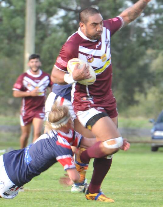 POW: Tuki Jackson was a wrecking ball on offence as he easily broke through the grips of the much smaller Roosters defender. Picture: Riley Krause.