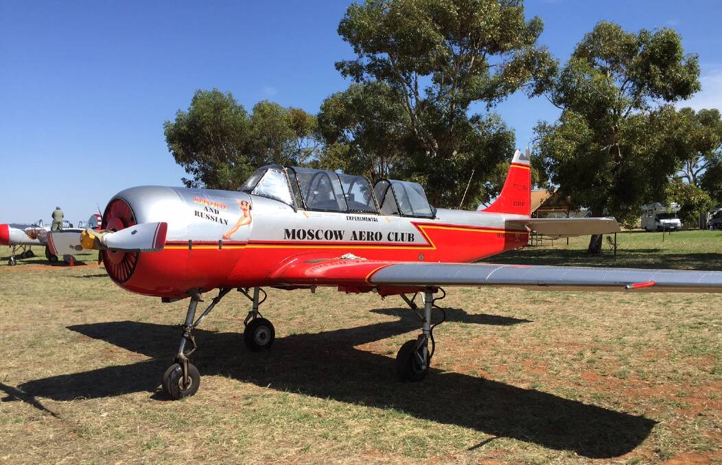 COUP: Leeton's Brobenah Airfield played host to a swathe of pilots and their Russian fighter planes, such as this YAK 52, last week. Residents would have noticed the aircraft buzzing overhead as a result. 