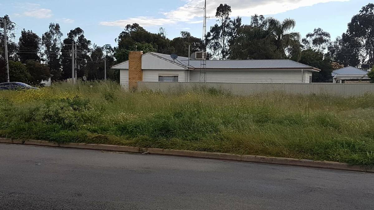 The vacant block before it was slashed by Leeton Shire Council.
