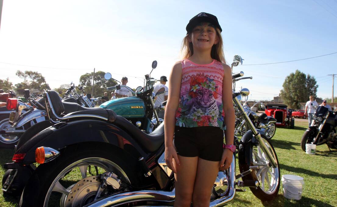 FUN FOR EVERYONE: Indianna Halls enjoys last year's Leeton Harley and Bike Muster at the showground. 
