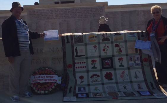HISTORY: Ken and June Young with the Gallipoli quilt, which will be on display in Leeton this weekend. Photo: Contributed 
