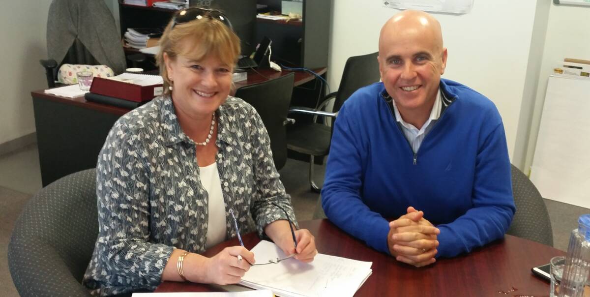 UPDATE: Leeton Shire Council general manager Jackie Kruger (left) with Member for Murray Adrian Piccoli during Monday's meeting. 
