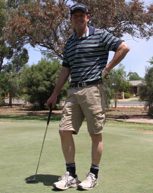 SHORT BREAK: Michael Jones pauses for a moment while out on the Leeton golf course late last year. Photo: Ron Arel 