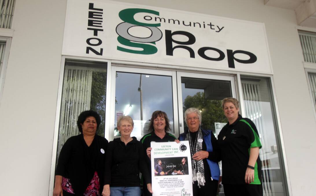 READY: Bale West, Rhonda Bull, Kim Doss, Heather Moran and Jodie Ridge from the Leeton Community Op Shop prepare for the fundraising event. 