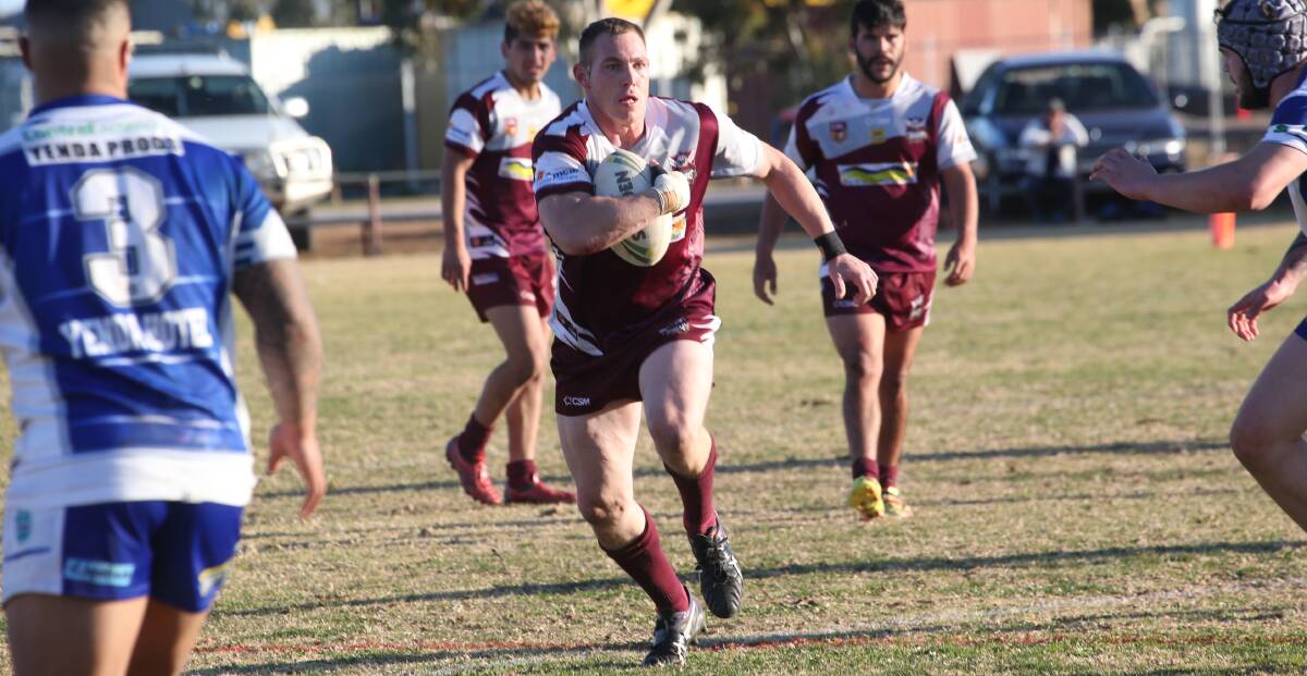 GOING FOR IT: Yanco-Wamoon’s Troy Preston makes a dash for the line during a recent match in Griffith. Photo: Anthony Stipo 