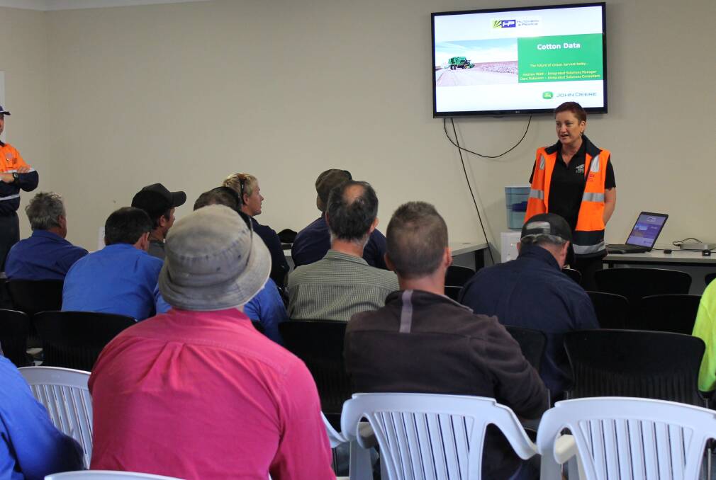 ATTENTION: Southern Cotton general manager Kate O'Callaghan discusses the new app at the pre-harvest grower breakfast. Photo: Contributed