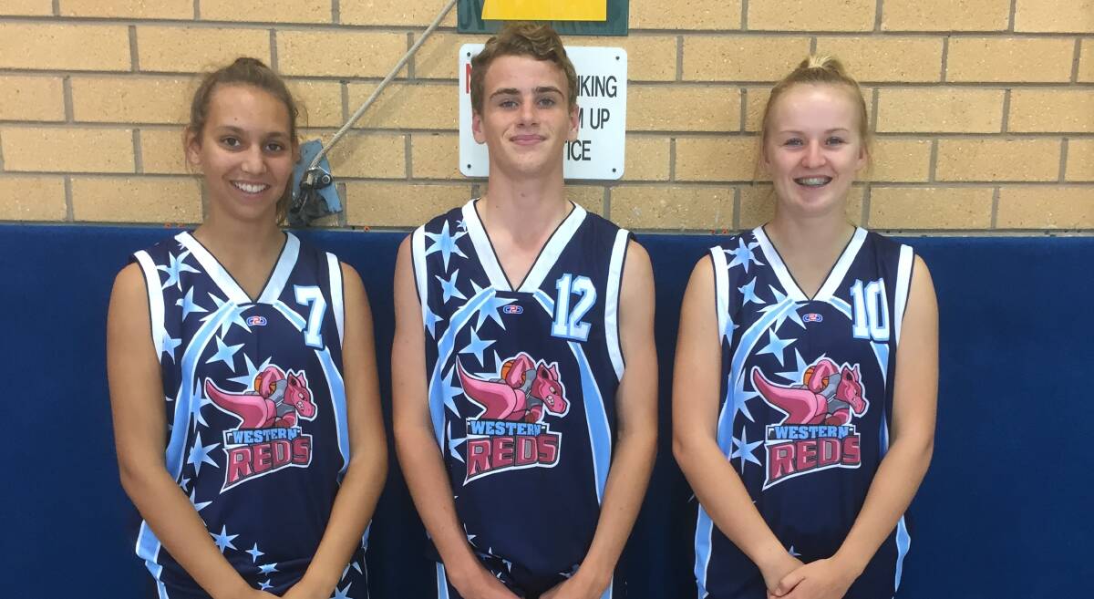 TALENTED: Western Reds team members from Leeton (from left) Rebekah Wilson, Ty Fletcher and Maddison Clyne are getting set for finals. 