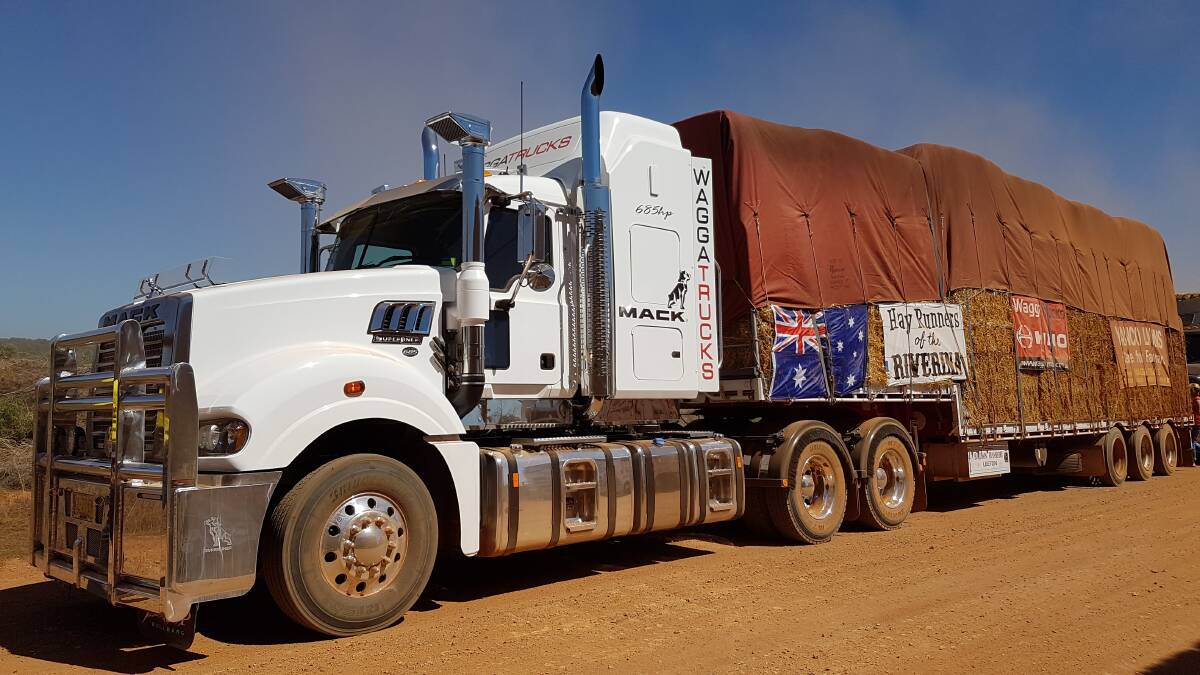 ON THE ROAD: The truck used by Leeton shire's Buster Ryan and Sue Parker during the recent Burrumbuttock Hay Run. 