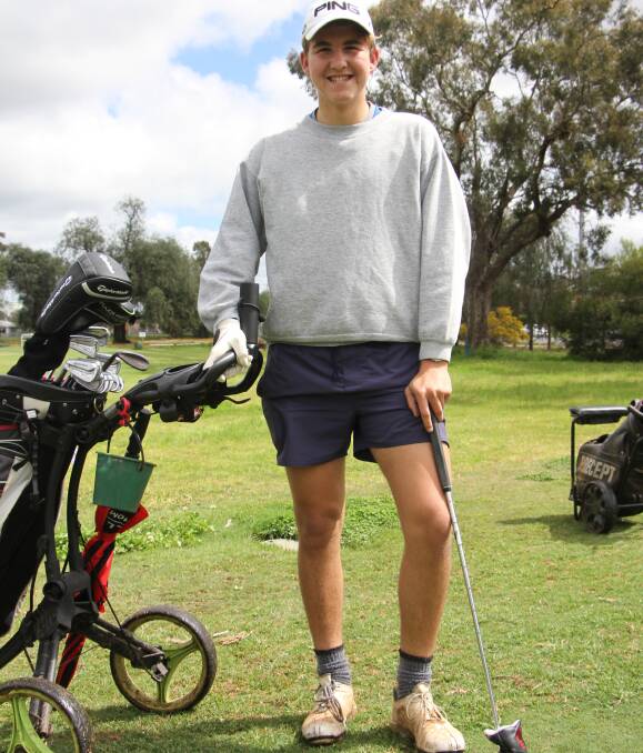 WEATHER HOLDS OUT: Nathan Lanham was one of the golfers able to have a hit at the Leeton golf course on the weekend. Photo: Ron Arel 