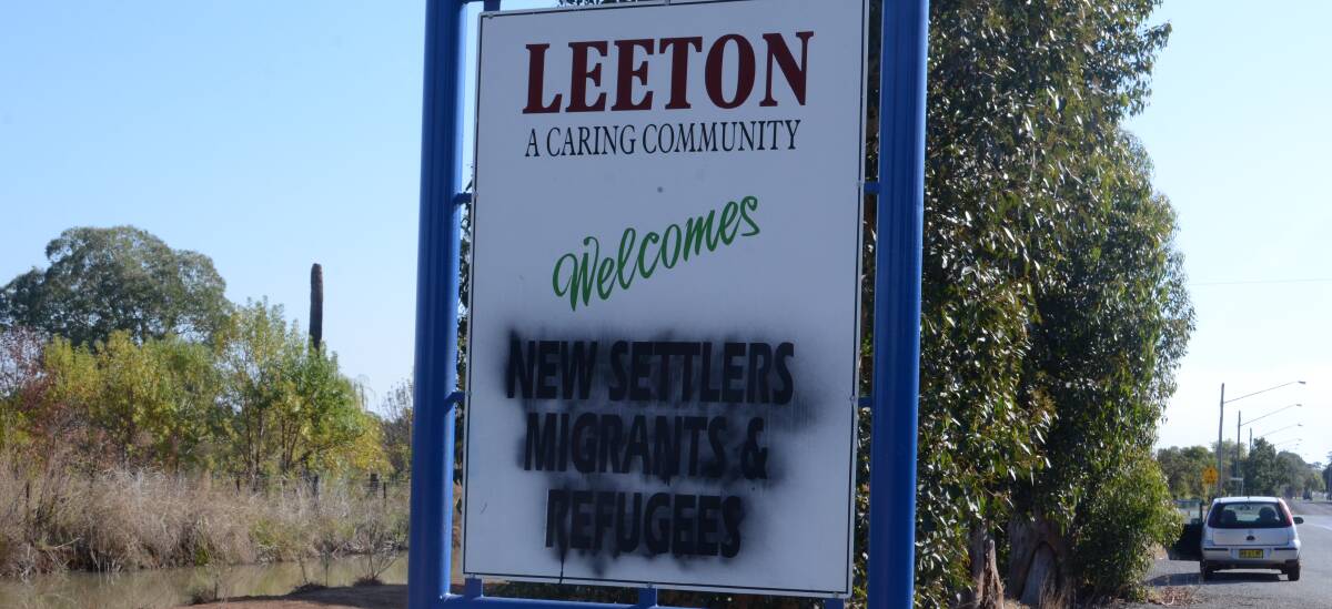 SENSELESS ACT: Vandals again target Leeton's 'Welcome' sign along Irrigation way on the southern approach in to the town. Photo Liam Warren