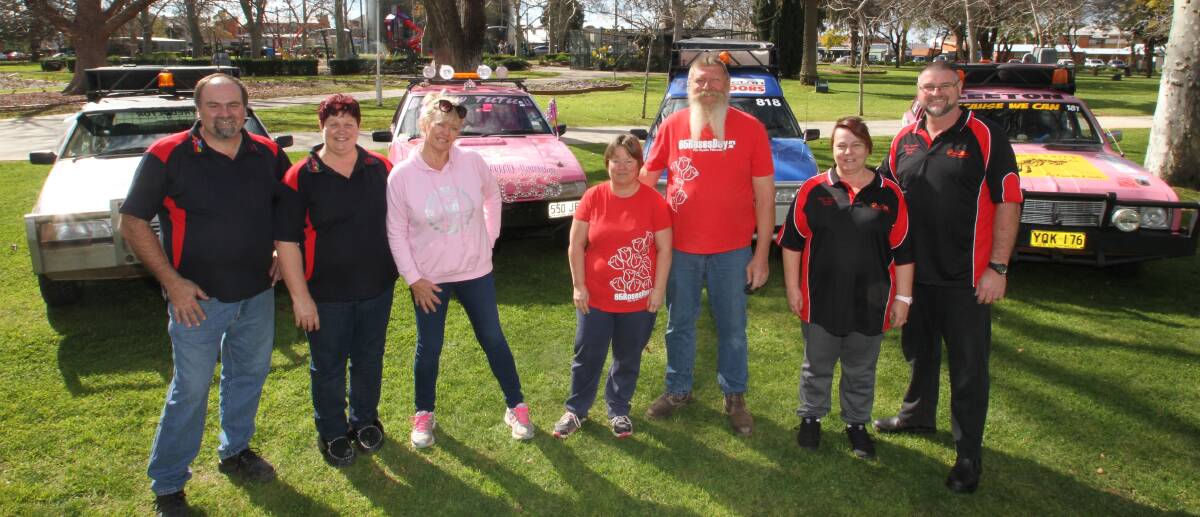READY STEADY GO: Craig and Colleen Willis, Roz Thompson, Mick and Helen Collins, and Arliss and Grant Willis before departing for Dubbo. Photo: Ron Arel