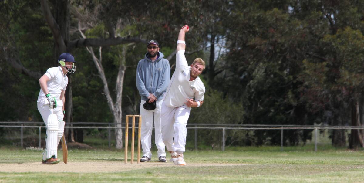 A FLYING START: Yanco Cricket Club Bowler Rhys Wilesmith prepares to deliver to the Phantoms in the first LDCA A grade match on Saturday. Photo: Ron Arel