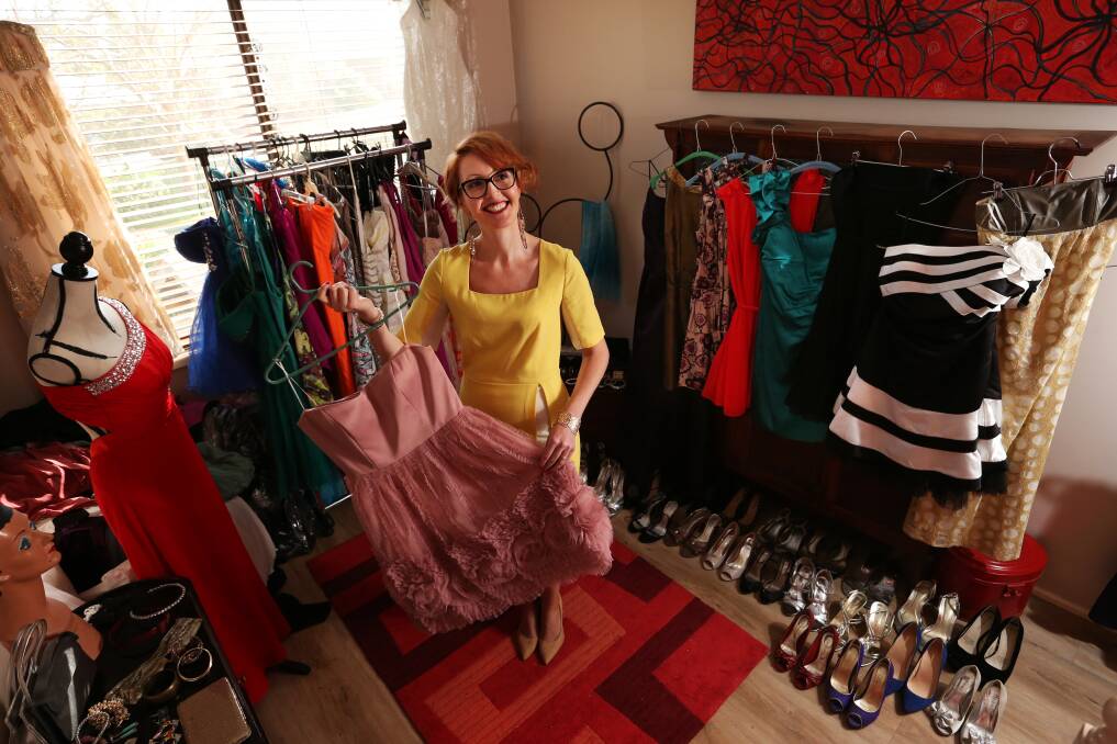 Dress up: Vangie Hillyard said students could visit Marmong Point Community Hall on August 26 to choose pieces. “I hope the kids keep the good deed going forward." Picture: Simone De Peak. Details: facebook.com.au/fromustoyounsw 