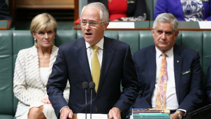 Prime Minister Malcolm Turnbull delivers his Closing the Gap report speech in Parliament. Photo: Alex Ellinghausen