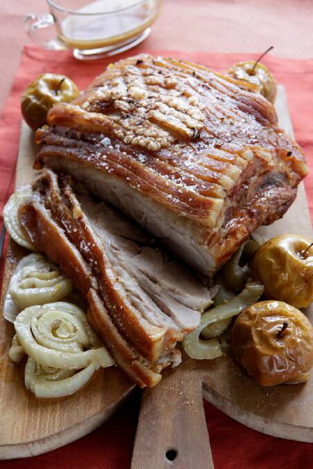 Jill Dupleix's slow-roast shoulder of pork with fennel and apples <a href="http://www.goodfood.com.au/good-food/cook/recipe/slowroast-shoulder-of-pork-with-fennel-and-apples-20111019-29udt.html?aggregate=513278"><b>(recipe here).</b></a> Photo: Marina Oliphant