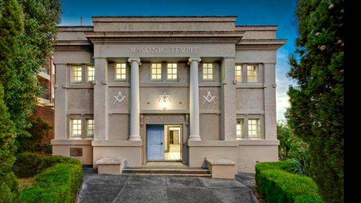 For sale: The historic Freemasons temple, on the south-east corner of Prospect Hill Road and Station Street, is expected to sell for more than $3 million.
