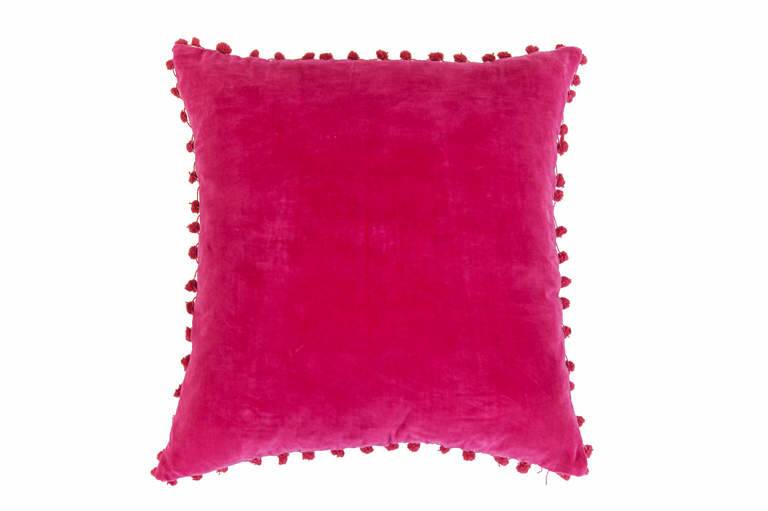 Velvet cushion, raspberry, $79.95, 55cm x 55cm, rubystar.com. Photo: Derek Bogart