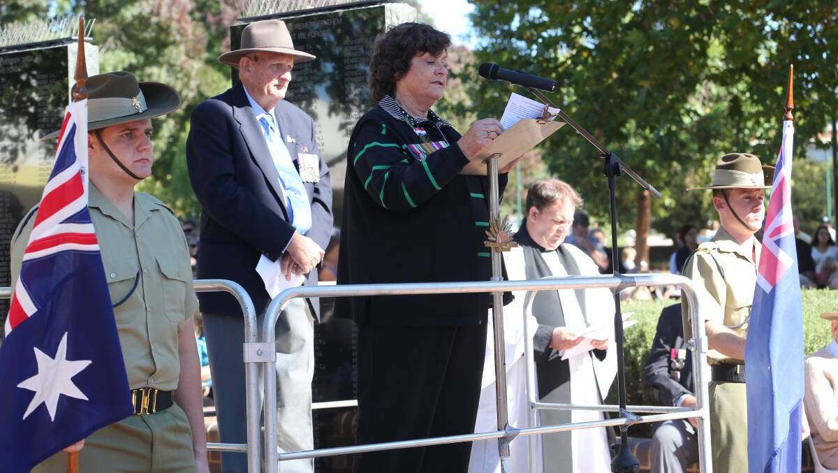 Anzac Day in Griffith. Fiona Beverley. Picture: Anthony Stipo 