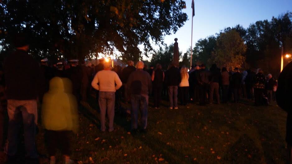 Residents gather for the dawn service at Holbrook.