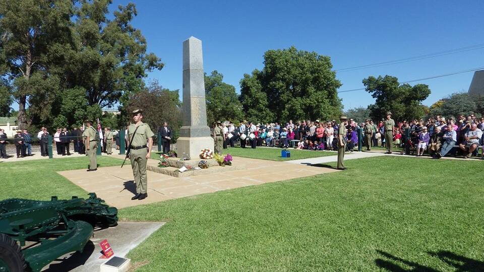 Lockhart residents attend the town's Anzac Day ceremony.