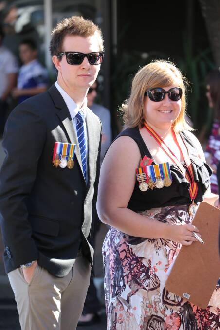 Anzac Day in Griffith. Lachlan Date and Jenny Dance. Picture: Anthony Stipo 