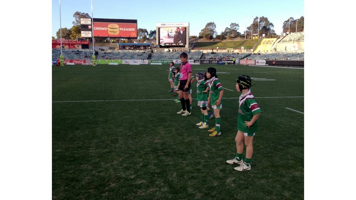 THE Leeton team on the field at Canberra stadium.