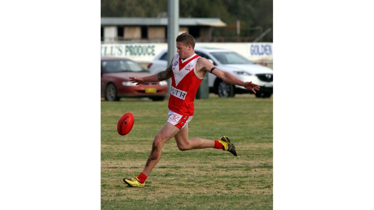 COLLINGULLIE full forward Brent Arho kicked 11 goals to outscore Leeton-Whitton off his own boot.