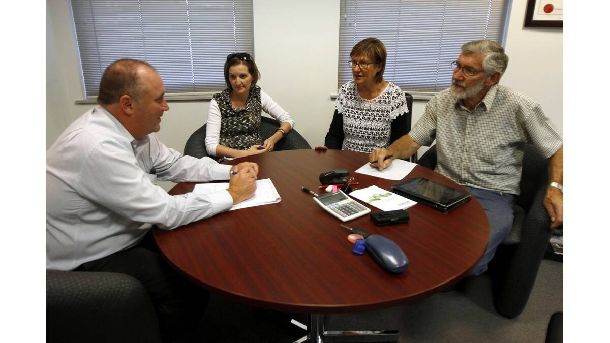 LEETON Shire Council acting general manager Duncan McWhirter (left), community members Lynsey Reilly and Sue Gavel and mayor Paul Maytom met last Friday to discuss the "Hands off The Irrigator" campaign.