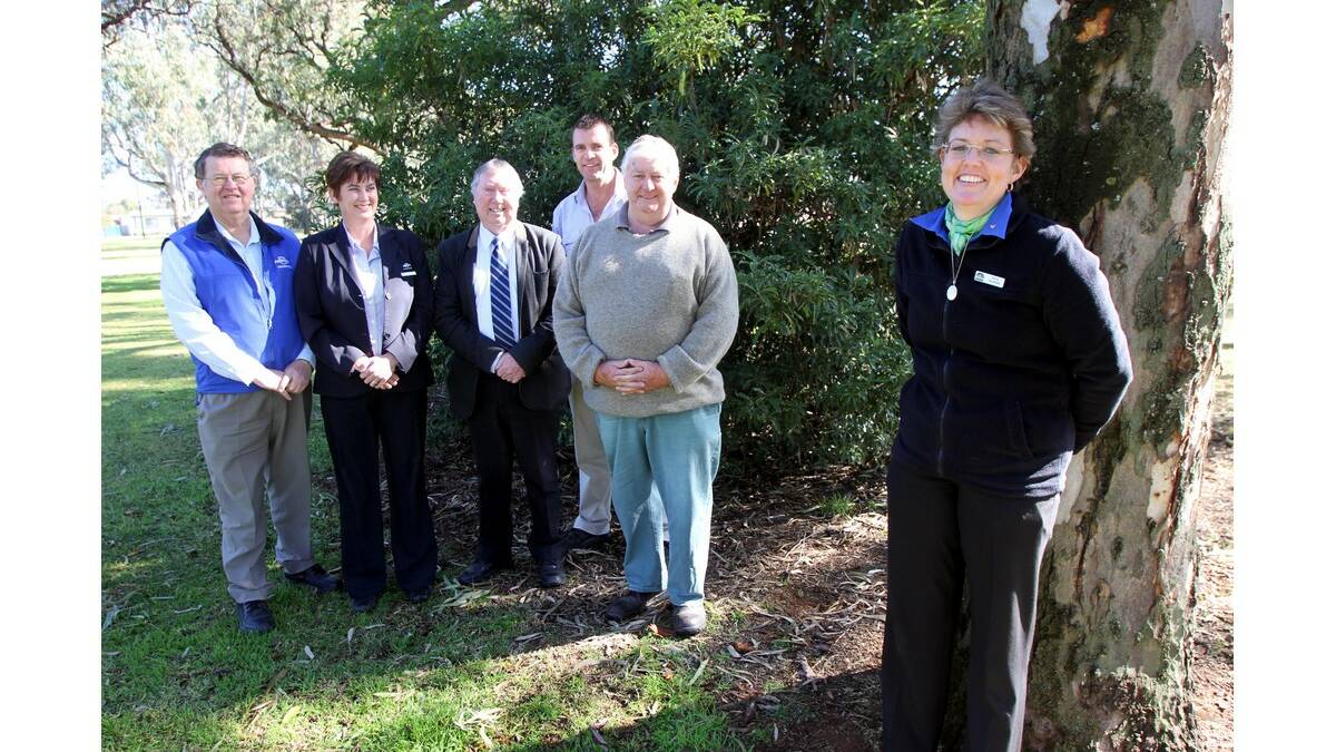 THE establishment of a community garden near the Leeton Preschool has been made possible by (from left) Garry Lanham and Kirsti Eglinton (NRMA Leeton), Leeton Shire Council general manager John Batchelor and manager of parks and recreation Josh Clyne, Riverina Wildflowers' owner Mike Schultz and (front) preschool director Marie Jacobsen. Absent: William Ingram