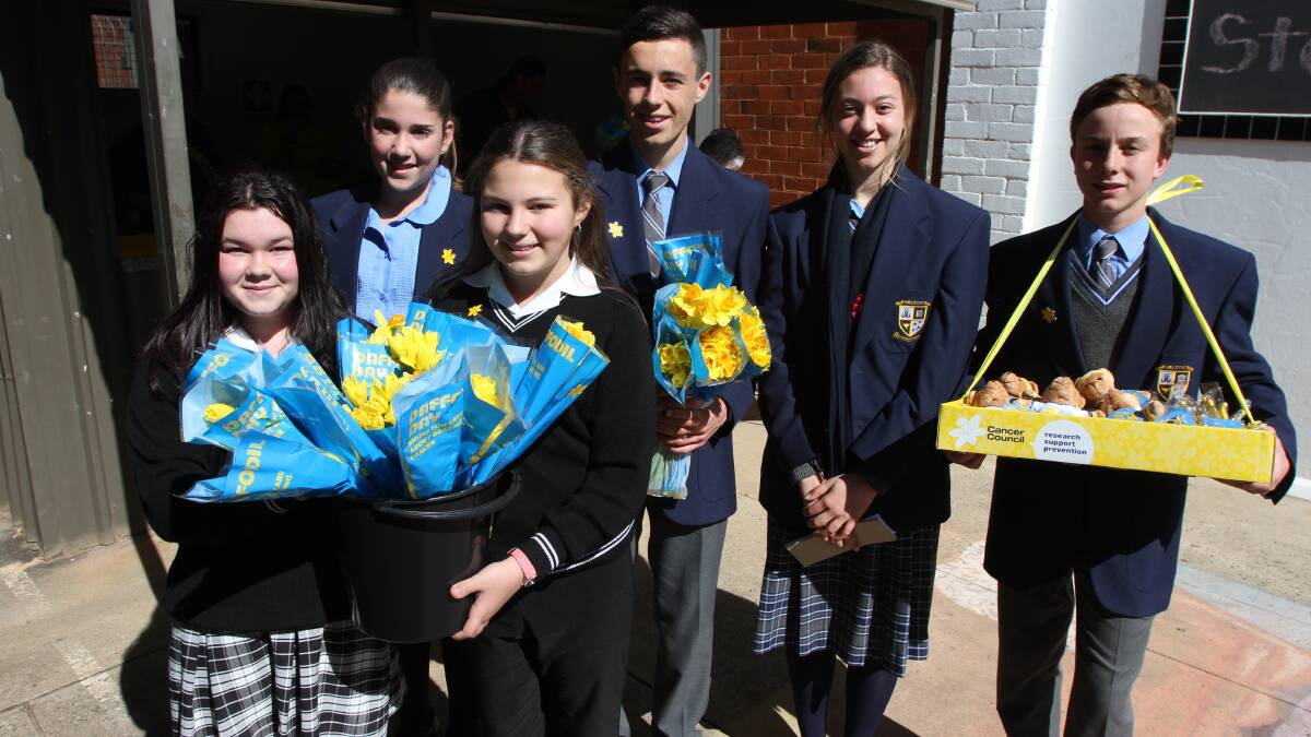 LEETON'S Daffodil Day street stall was a major success, with help from Leeton High School students (front, from left) Kaliya Matthews and Dearne Hunter-Boyd and St Francis College students (back)  Mardie Hamilton, Isaac Williams, Pierra Nardi and George Sandral.