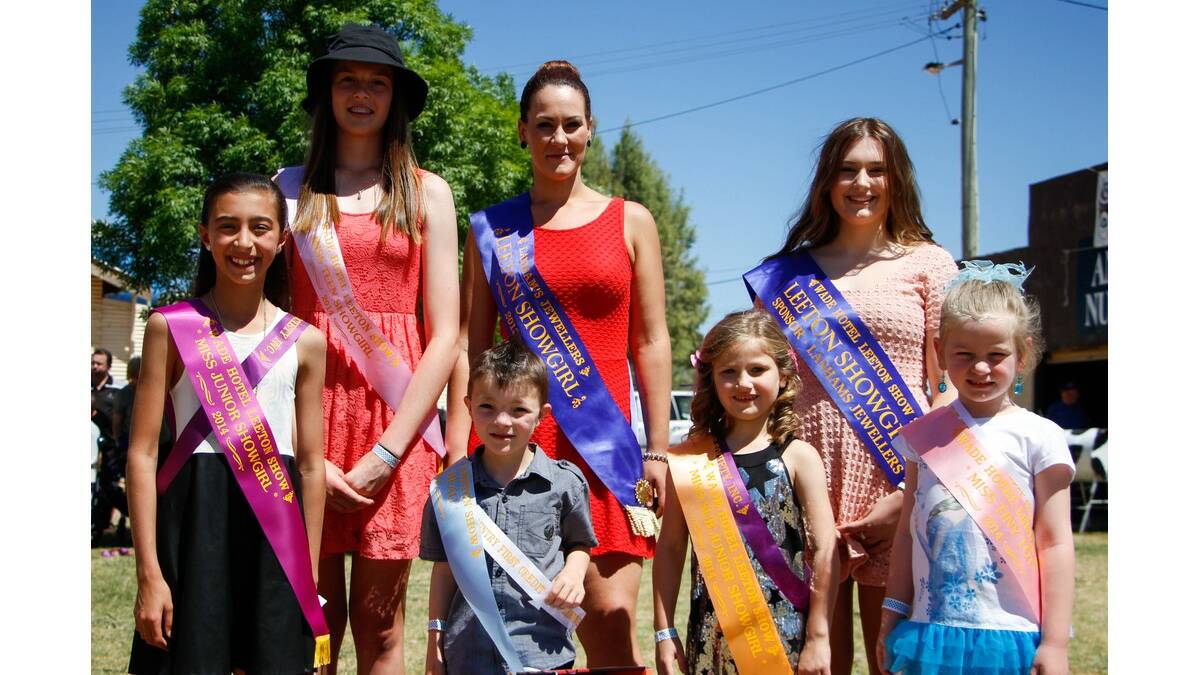 THIS year's junior winners in the Showgirl competition (front from left) Sienna Amato, Jack Miller, Angelina Salerno and Zara Mildon are congratulated by (back) Miss Teen Showgirl Clare van Werven, 2013 Leeton Showgirl Louise Walsh and 2014 Leeton Showgirl Kasey Henman.