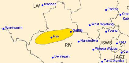 The warning area. Picture by the Bureau of Meteorology