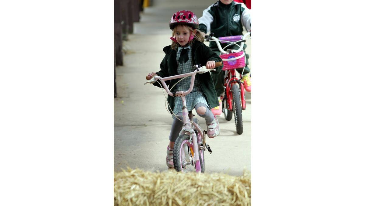 KINDERGARTEN student Zariah Wright completes the course as part of of Parkview Public School's Bike Week event.