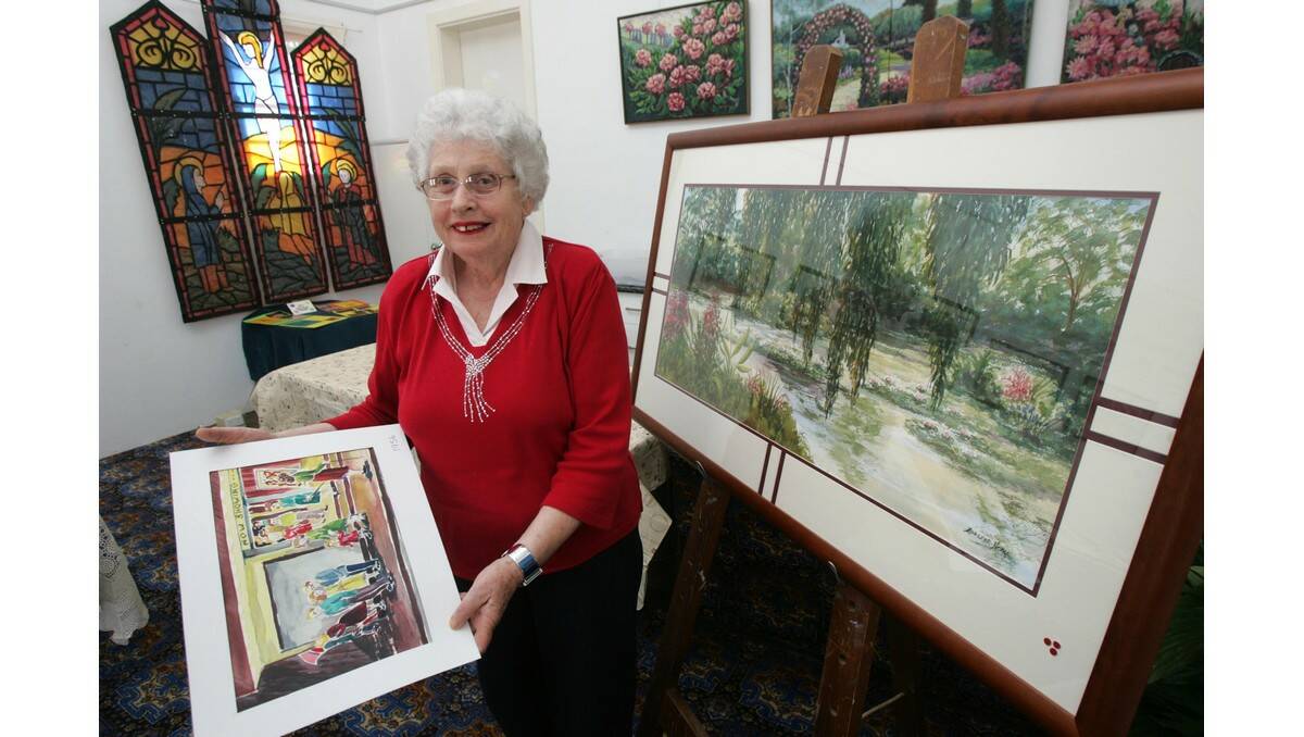 LEE Blacker-Noble holds her first ever watercolour, alongside her latest piece, a picture of Monet's garden painted six months ago. Both will feature in her retrospective show at the Roxy Art Space.