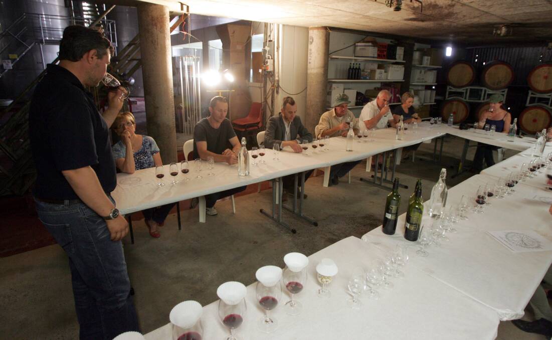 TOORAK Winery winemaker Robert Bruno led participants through the skills of blending their own wine during "Cab Savvy" on Sunday.