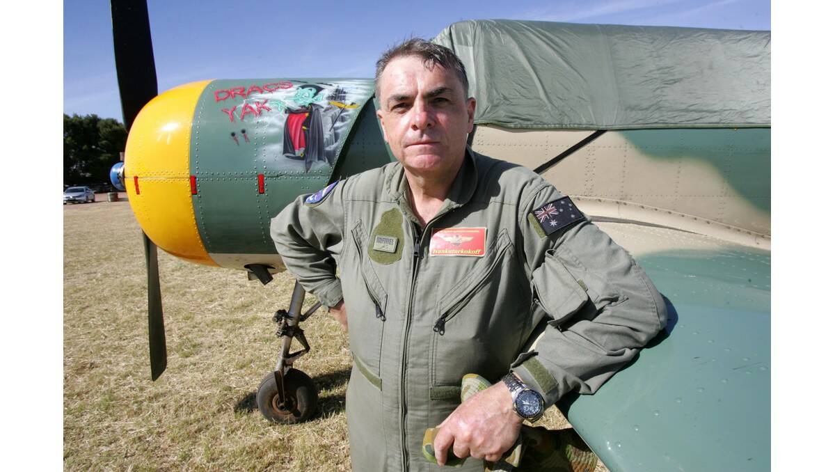 RED Radials Air Brigade member Sean Trestrail, also known as Russian air ace Ivankuturkokoff, was in Leeton last week before heading to the Temora Warbirds Downunder event on the weekend. Mr Trestrail is the part owner of the Yak-5 2 that was built for the Russians in Romania.