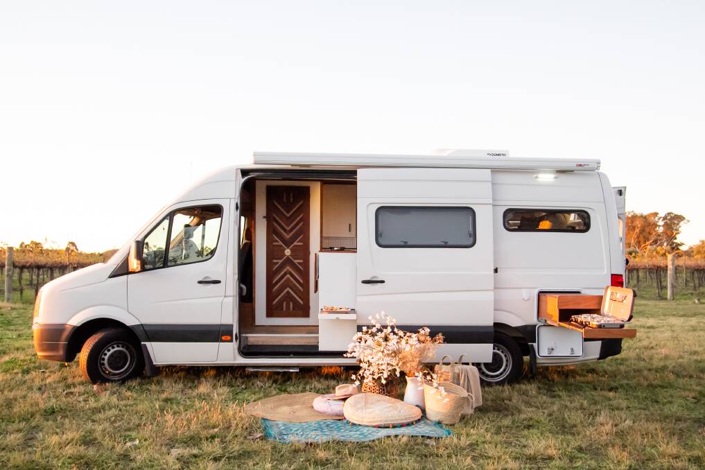 MAVERICK: This Merc Sprinter was converted made into a luxury home on wheels for a young photographer. Photo: Nadine Prentice