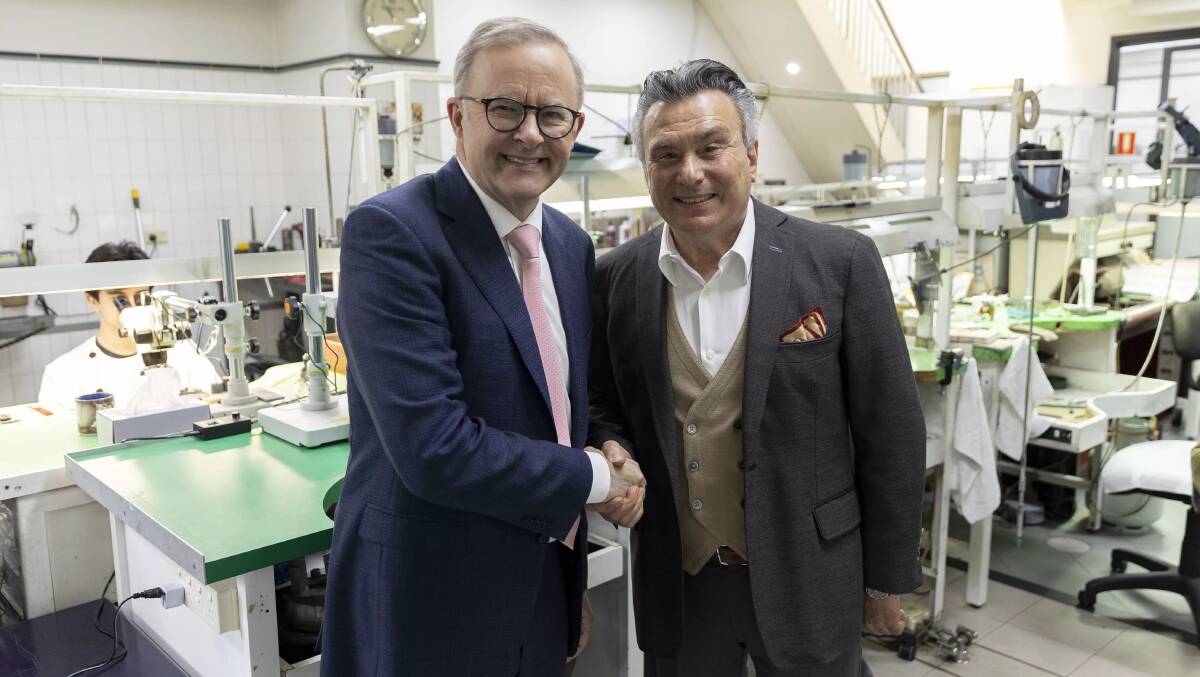 Anthony Albanese and Nic Cerrone at the Cerrone head office in August 2022. Picture supplied.