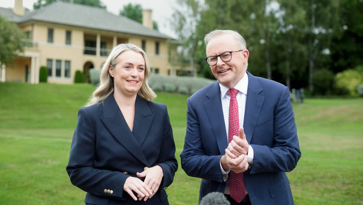 Prime Minister Anthony Albanese and his fiancee Jodie Haydon. Picture by Sitthixay Ditthavong