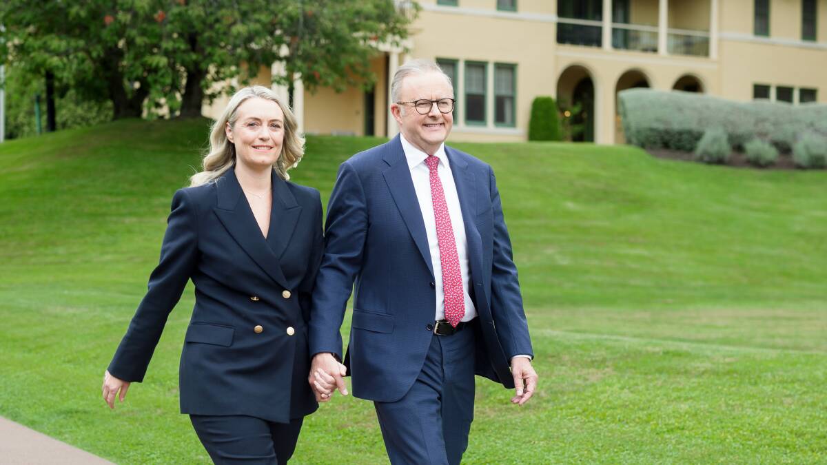 Prime Minister Anthony Albanese and his fiancee Jodie Haydon at the Lodge the day after getting engaged. Picture by Sitthixay Ditthavong