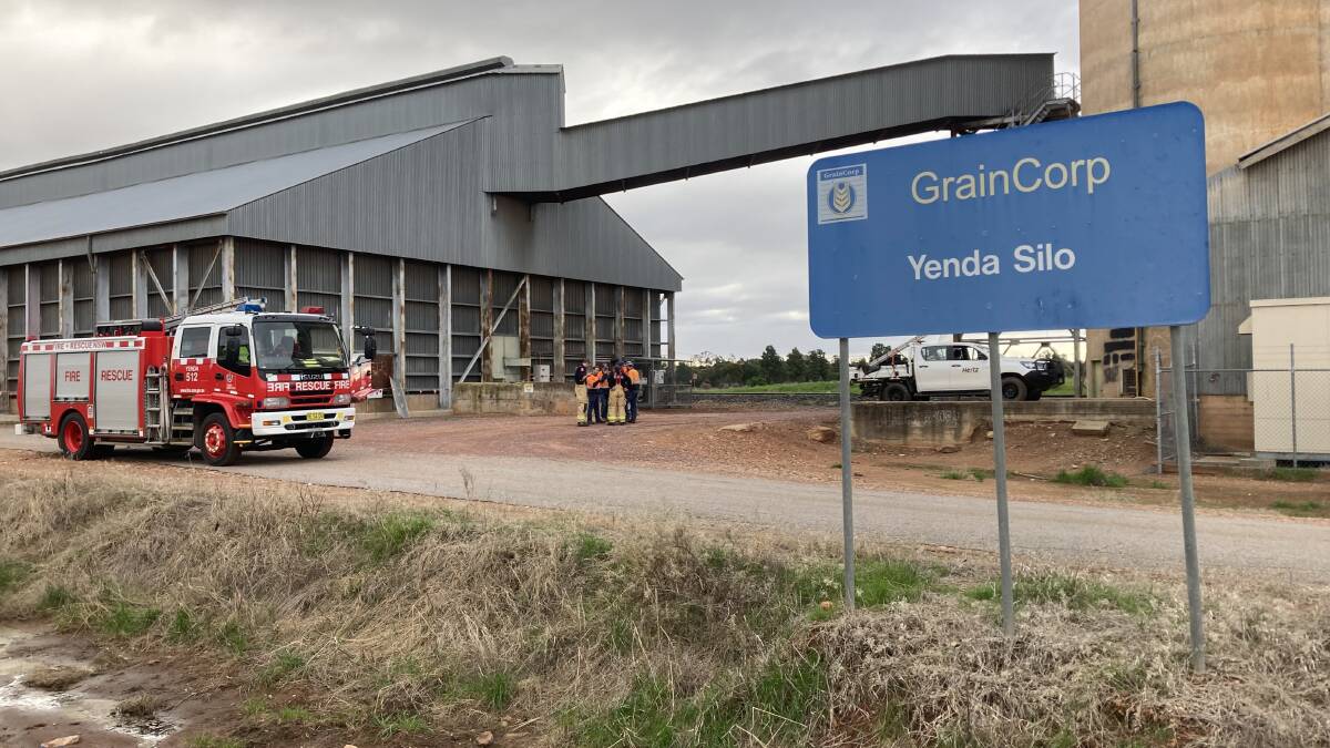 A fire at a Yenda grain silo that shut down parts of Railway Parade was caused by a gas leak. PHOTO: Cai Holroyd