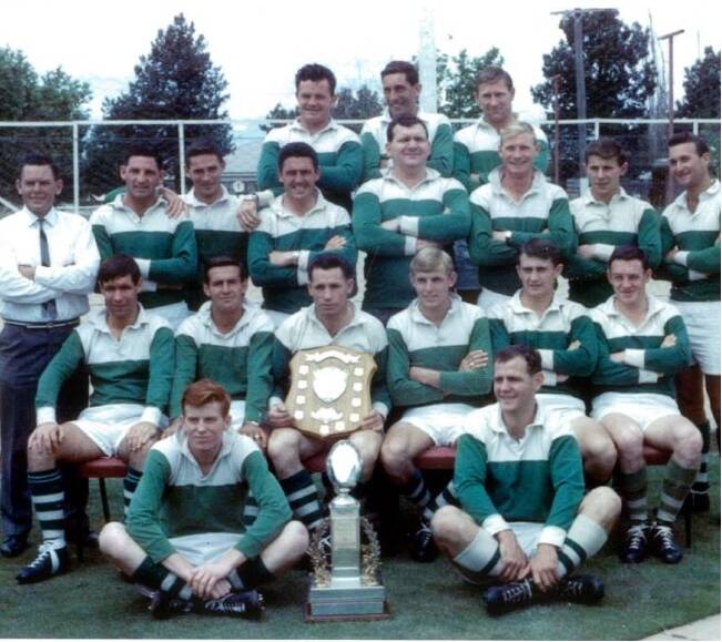 CELEBRATIONS: The Greens 1966 Group 20 Premiership celebrating their win
PHOTO: Bill Arnold