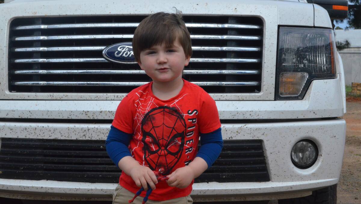 READY TO GO: Memphis told The Area News that his spiderman toy would help him to be brave for his very first flight. PHOTO: Cai Holroyd. 