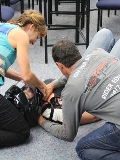 IN ACTION: Previous participants of a Rider Down first aid course for motorcyclists PHOTO: Rider Down