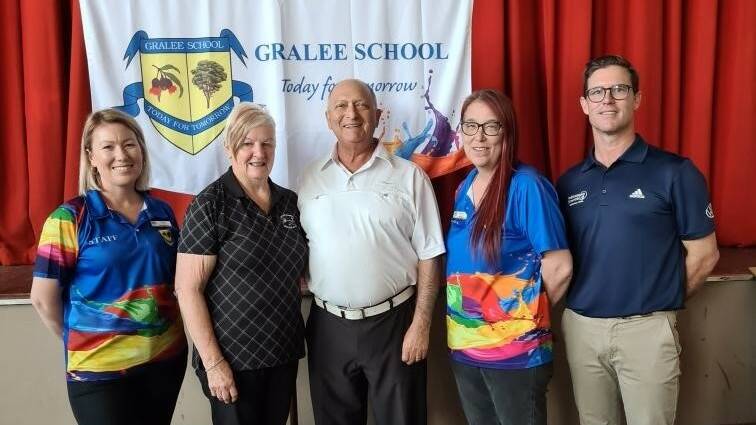 A SUCCESSFUL DAY: Carly Blair (Gralee School Principal), Anne Cele, Ted Celi (Chairman Celi Group of Companies) Sam Preston (Gralee School P & C) and Jason Mimmo (Jason's Golf Shop). PHOTO: Contributed